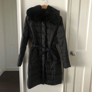 London Fog Black Down Coat w/ Removable Faux Fur